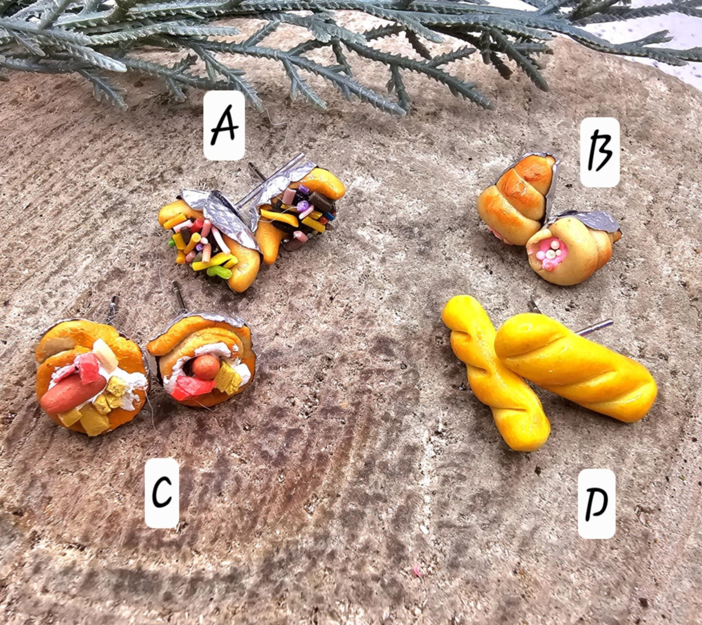 Hand Made Flour Clay Colorful Mini Food Ear Stud