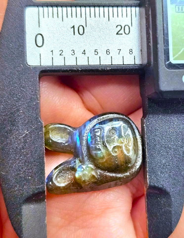 Labradorite carved rabbit pendant necklace with flashy blue flash — My Aura Gemstones