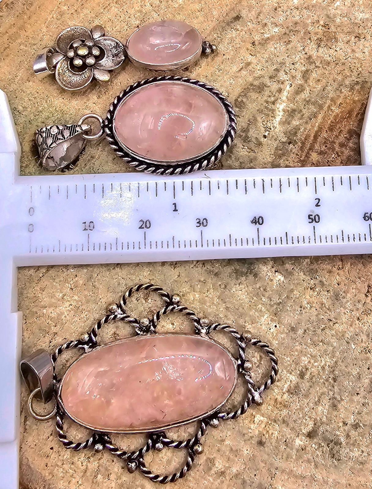 Nature Rose Quartz Sterling Pendant Necklace