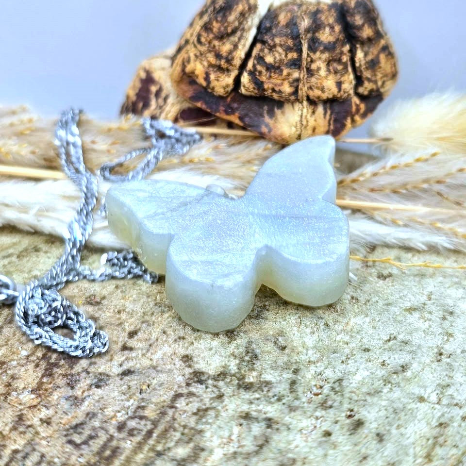 Butterfly crystal pendant necklace, flashy gemstone detail — My Aura Gemstones