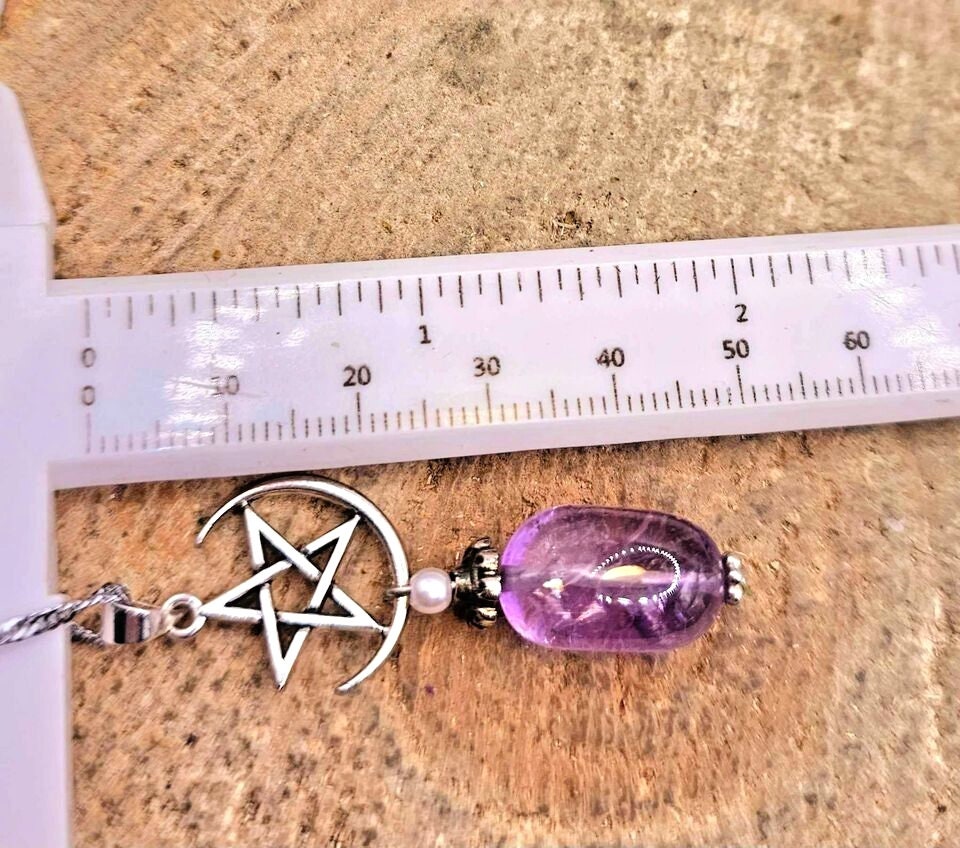 Beautiful Nature lavender Amethyst With Star On Moon Charm Pendant Necklace