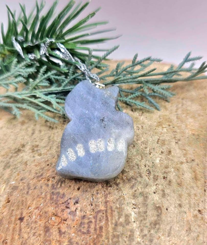 Nature Labradorite Strong Flash Relaxing Cat Pendant Necklace