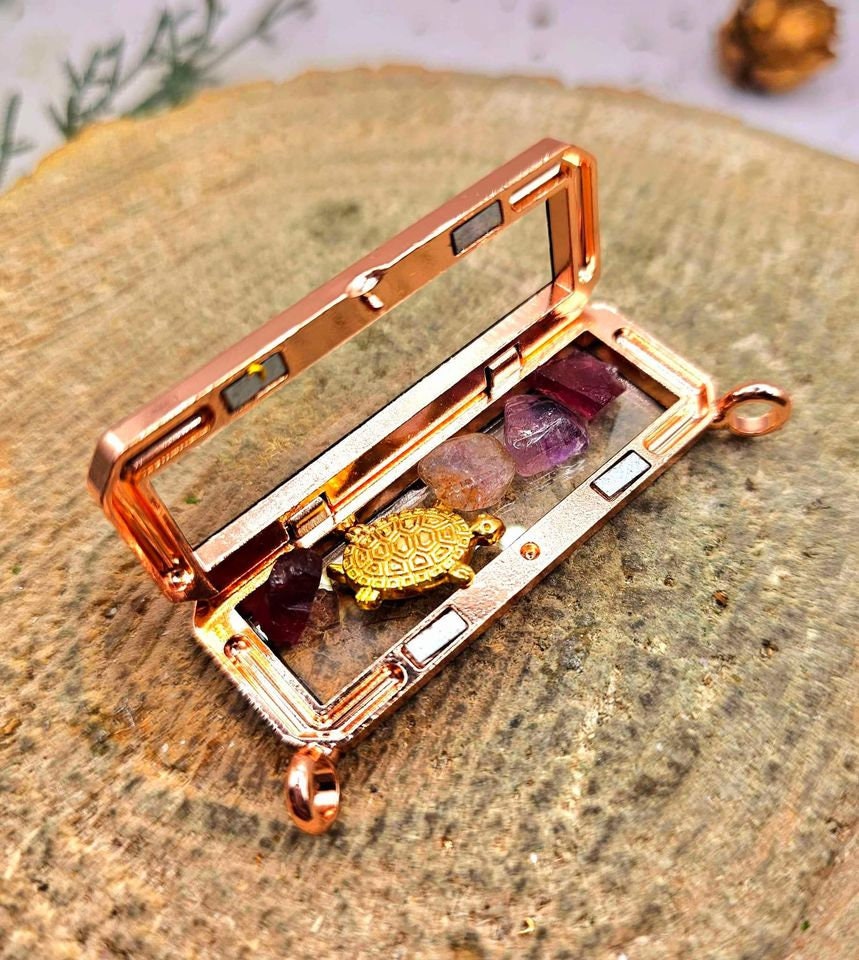 Nature Ruby Super Seven Stone & Blessing Turtle Floating Locket Pendant