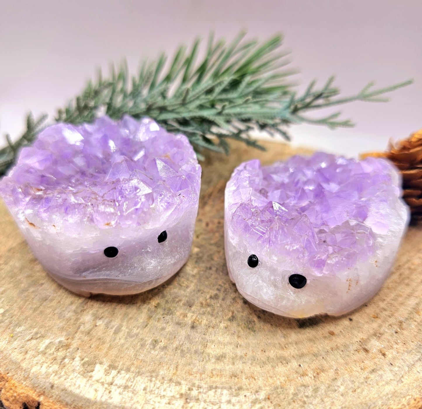 Nature Amethyst Agate Hand Carved CuteHedgehog Decor Figure