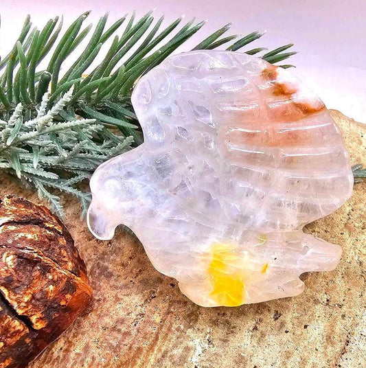 Nature Golden Healer Quartz Carved Flying Eagle Decor Figure