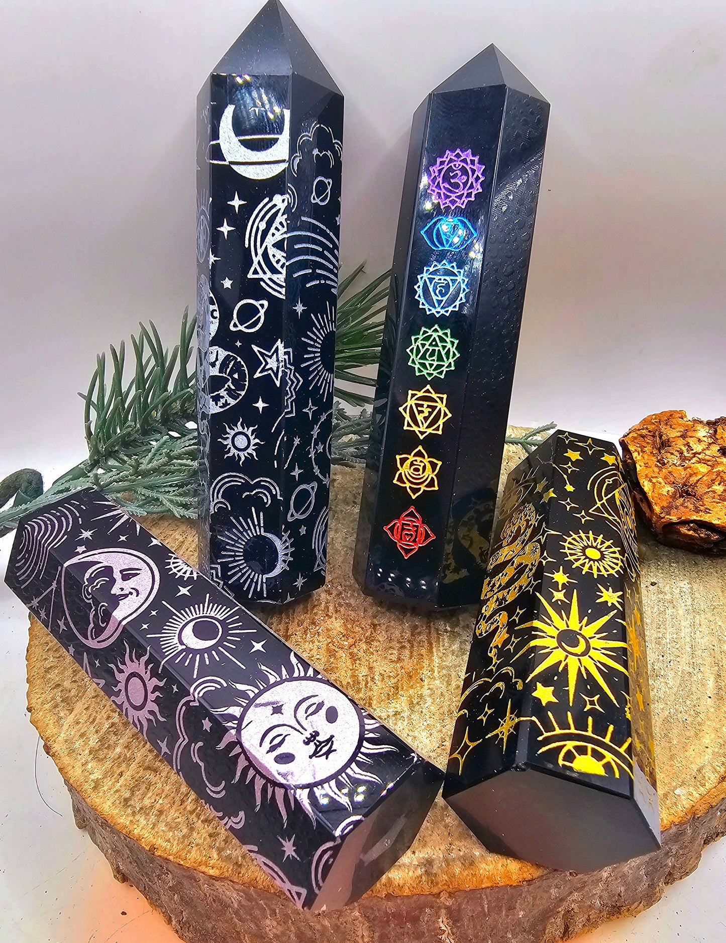 Selection Nature Obsidian Beautiful Engraved Big Wand Points