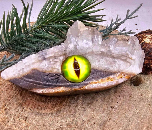 Nature Crystal Cluster Hand Carved Dragon Eye Decor Figure