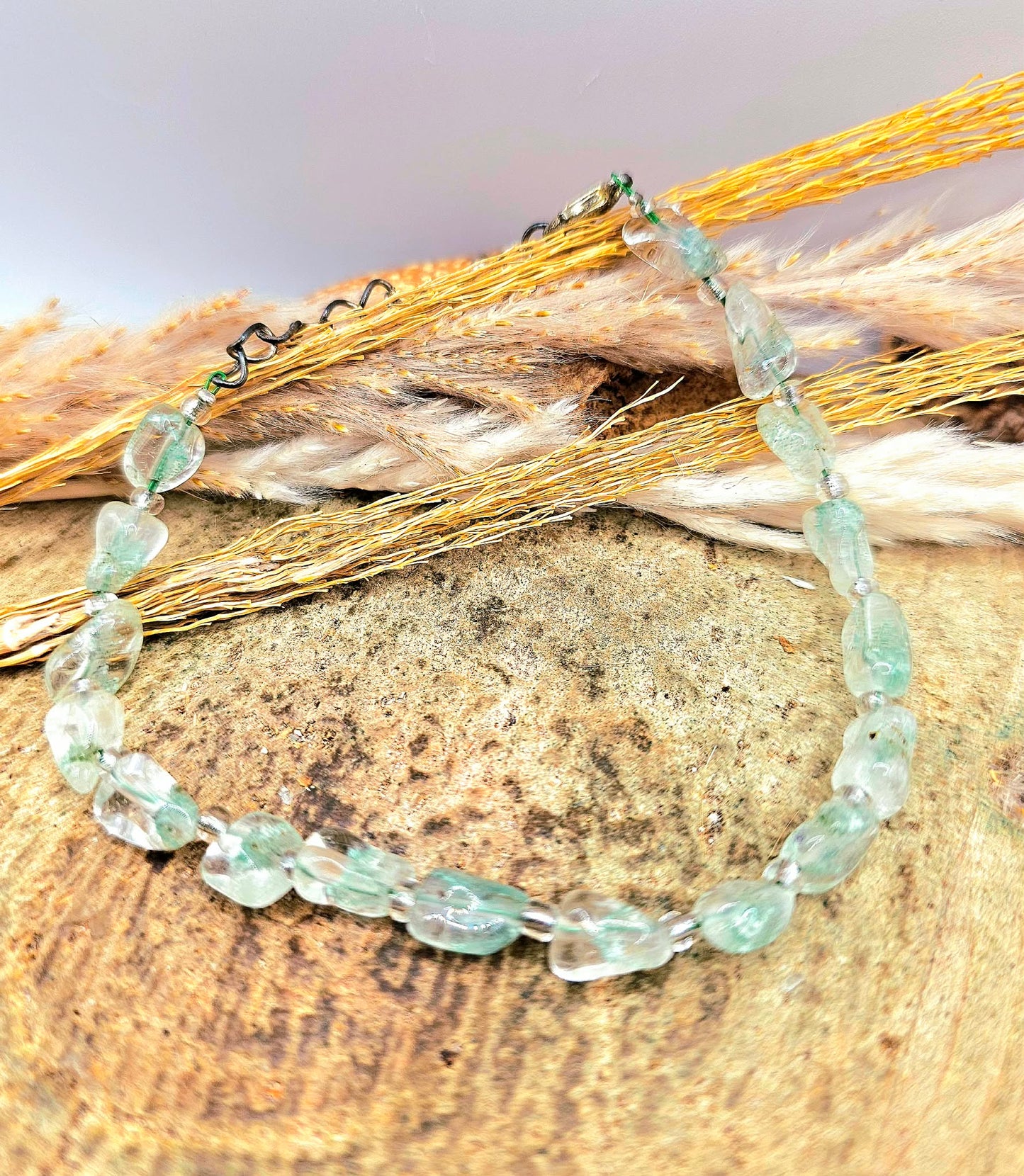 Natural Green Garden Quartz Nugget Bracelet – Moss Quartz Crystal Jewelry, Healing Stone Gift