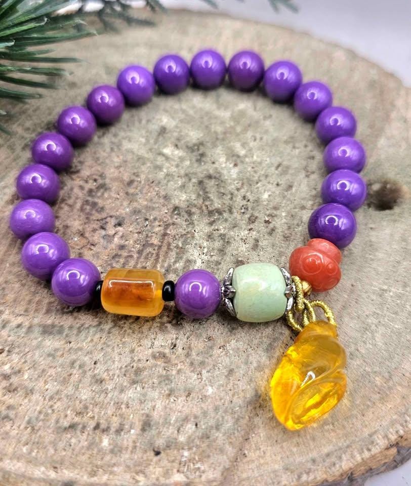 Nature Purple Mica Green Jasper Chakra Bracelet