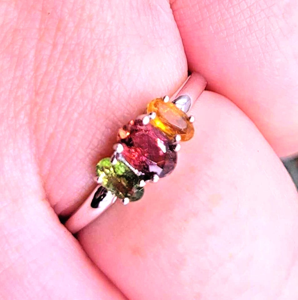 Beautiful Set Of 4pcs Nature Tourmalines Windwill S925 Jewelry Set