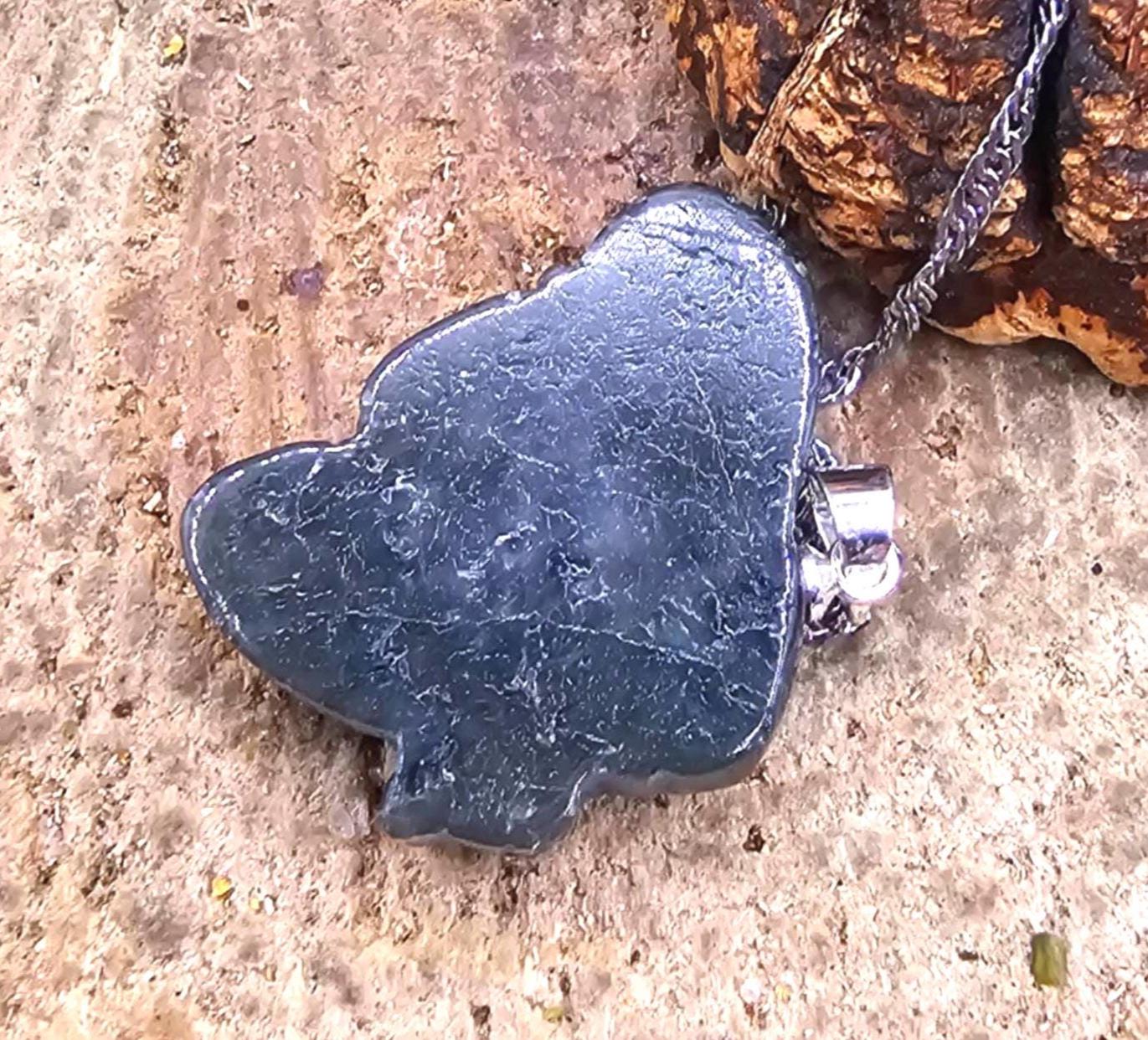 Nature Labradorite Carved Flashy Sleeping Butterfly Fairy Pendant Necklace