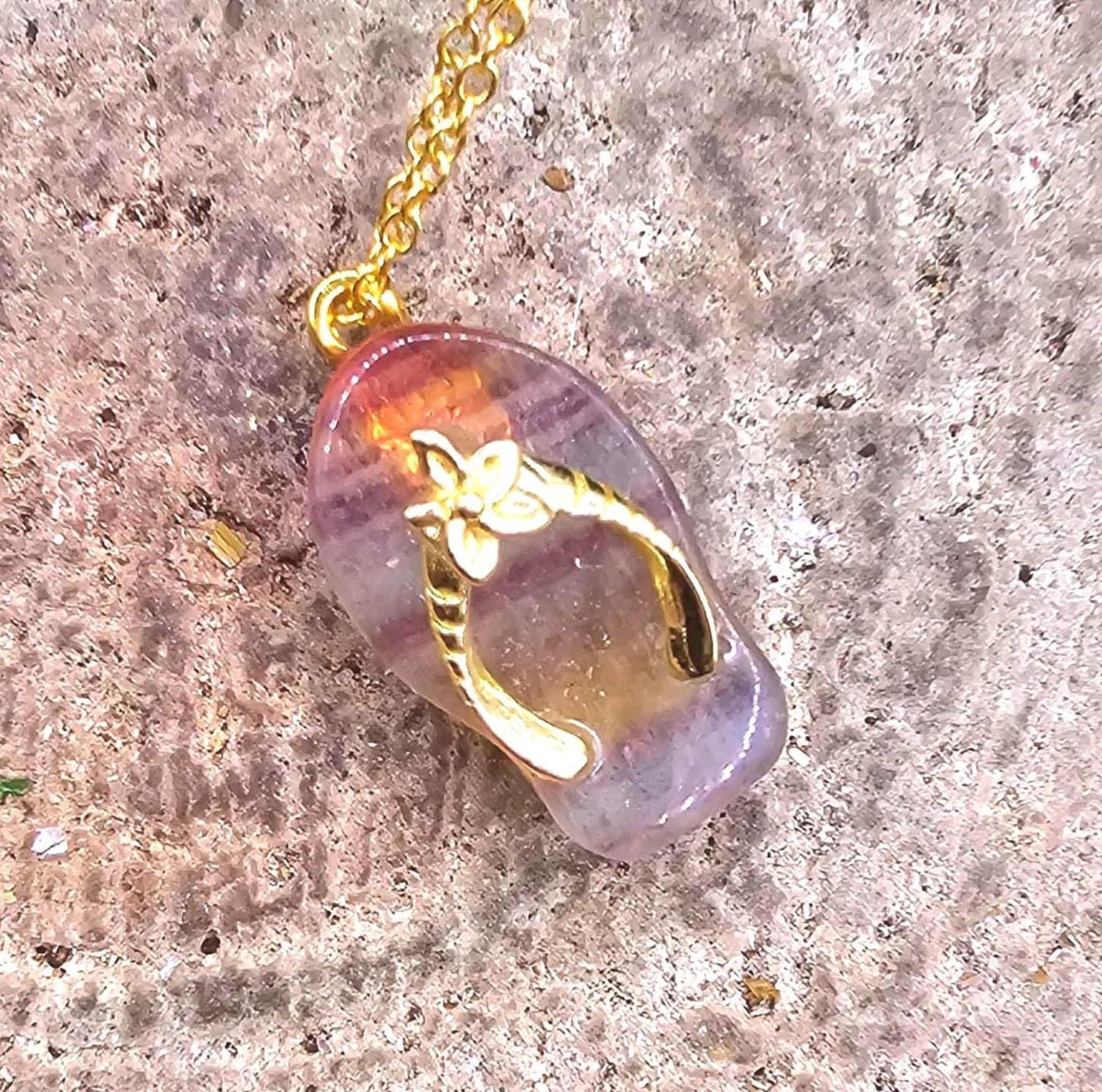 Nature Stone Cute Flip Flop Pendant Necklace