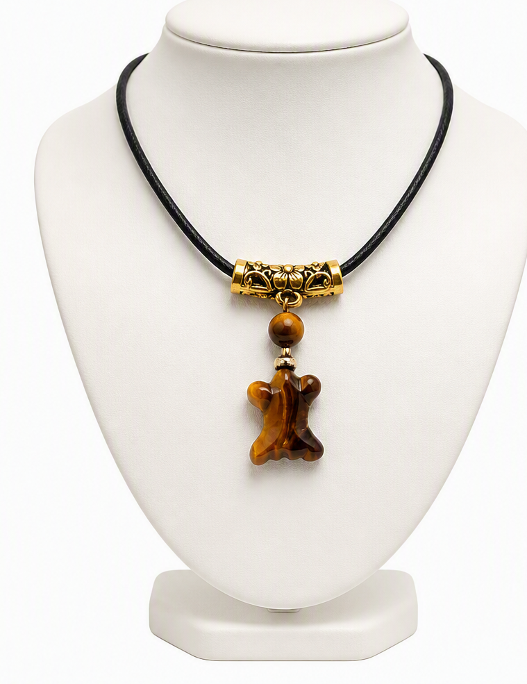 Cute nature tiger eye hand-carved goldfish round bead crystal pendant necklace — My Aura Gemstones