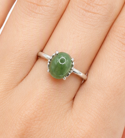 Natural Prehnite Adjustable Ring – Natural Green Gemstone Jewelry