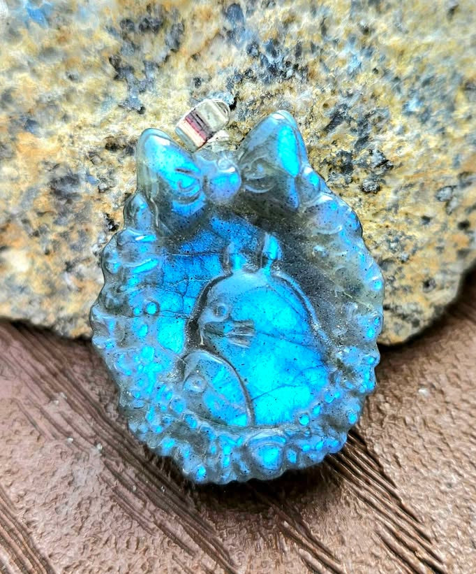 Labradorite Totoro Pendant Necklace-My Aura Gemstones