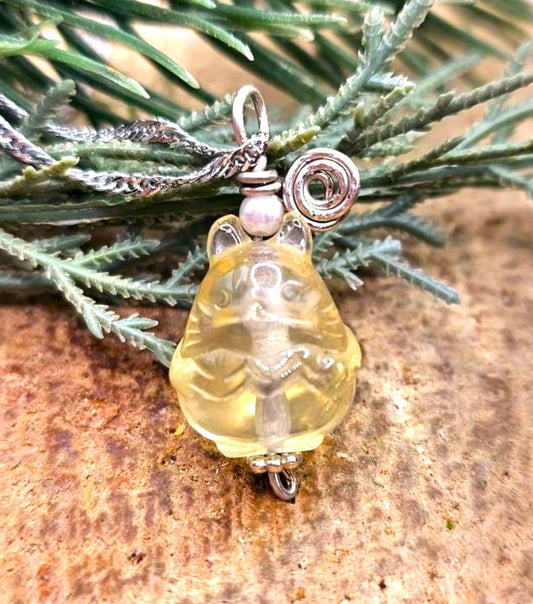 Natural citrine hand-carved cute Totoro crystal pendant necklace — My Aura Gemstones