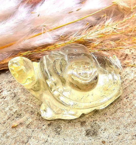 Natural crystal carved turtle with butterfly crystal decor figure — My Aura Gemstones