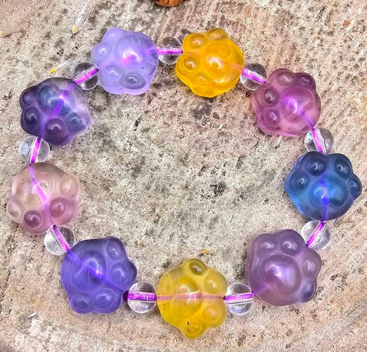 Natural fluorite cat paw bead healing crystal bracelet — My Aura Gemstones