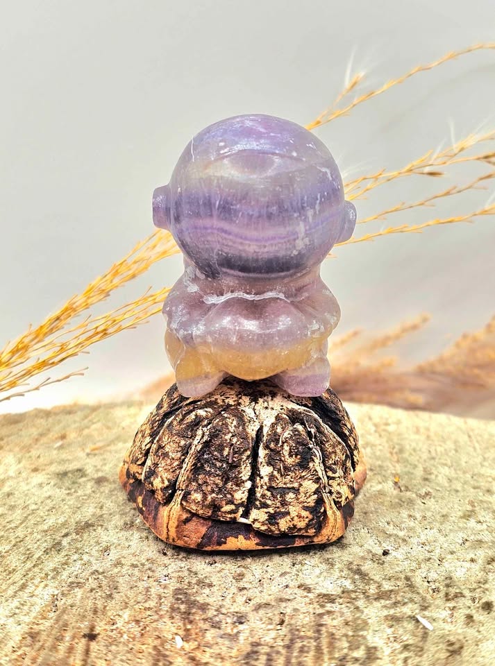 Natural fluorite hand-carved astronaut crystal decor figure — My Aura Gemstones