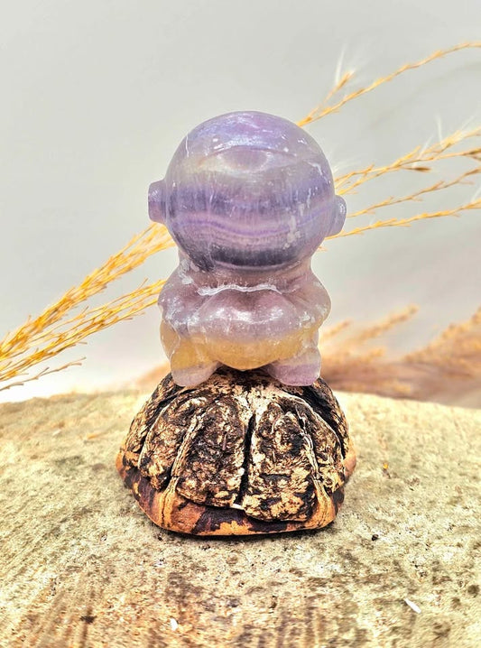 Natural fluorite hand-carved astronaut crystal decor figure — My Aura Gemstones