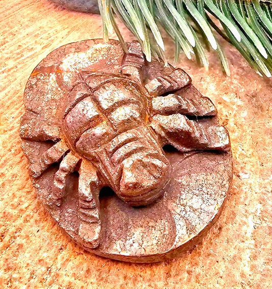 Hand-carved gold pyrite spider plaque decor — My Aura Gemstones
