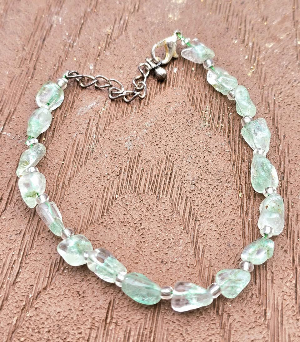 Natural green garden quartz nugget bracelet -My Aura Gemstones