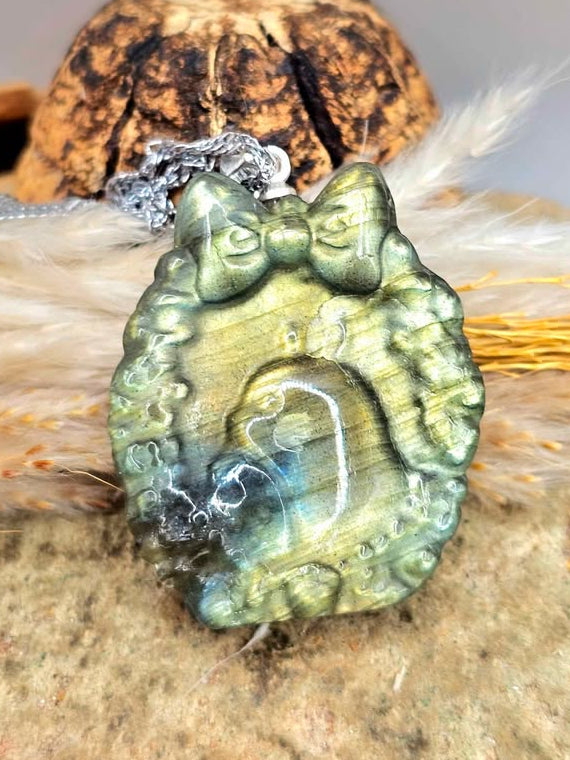 Labradorite Totoro Pendant Necklace-My Aura Gemstones