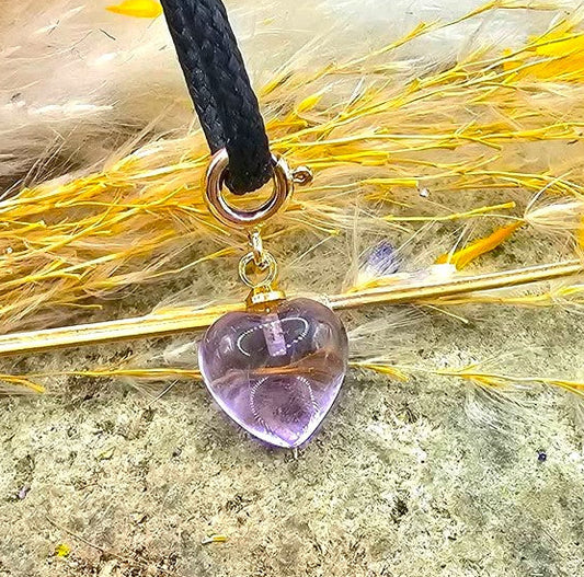Natural lavender amethyst heart charm crystal pendant necklace — My Aura Gemstones