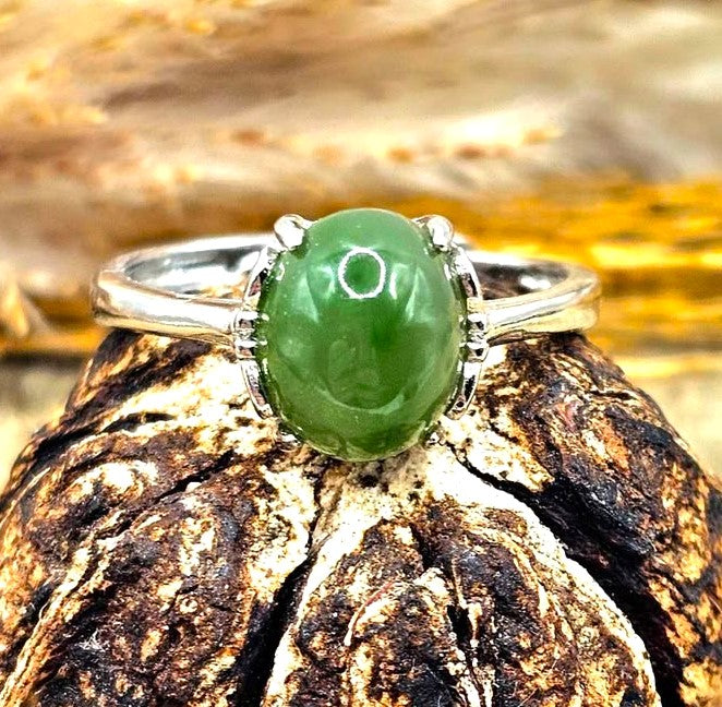 Natural Prehnite Adjustable Ring – Natural Green Gemstone Jewelry