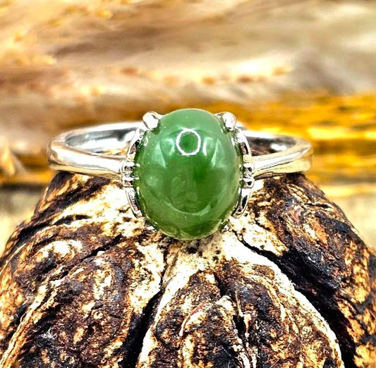 Natural Prehnite Adjustable Ring – Natural Green Gemstone Jewelry