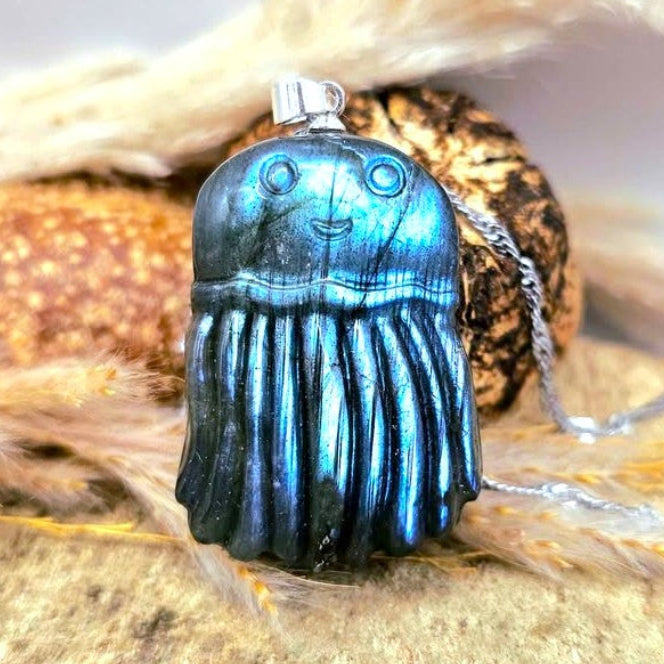 Labradorite jellyfish pendant from the Ocean Treasures Crystal Set — My Aura Gemstones
