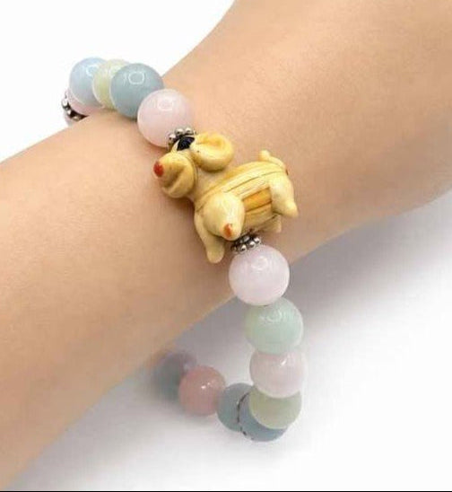 Morganite Crafted Dog Charm Bracelet-My Aura Gemstones