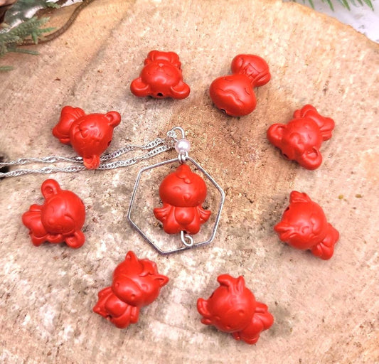 Unique nature red cinnabar carved Chinese zodiac crystal pendant necklace — My Aura Gemstones