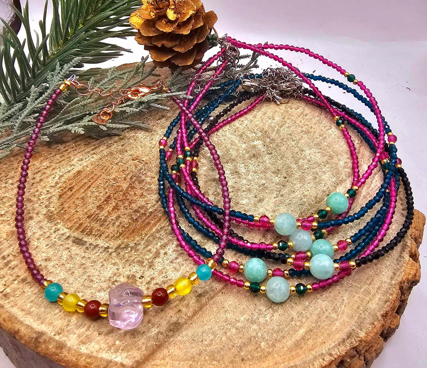 Nature Crystal Stone Colorful Ankle Bracelet