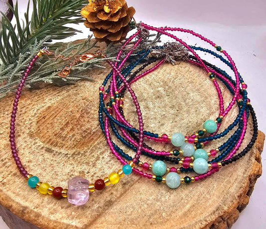 Nature Crystal Stone Colorful Ankle Bracelet