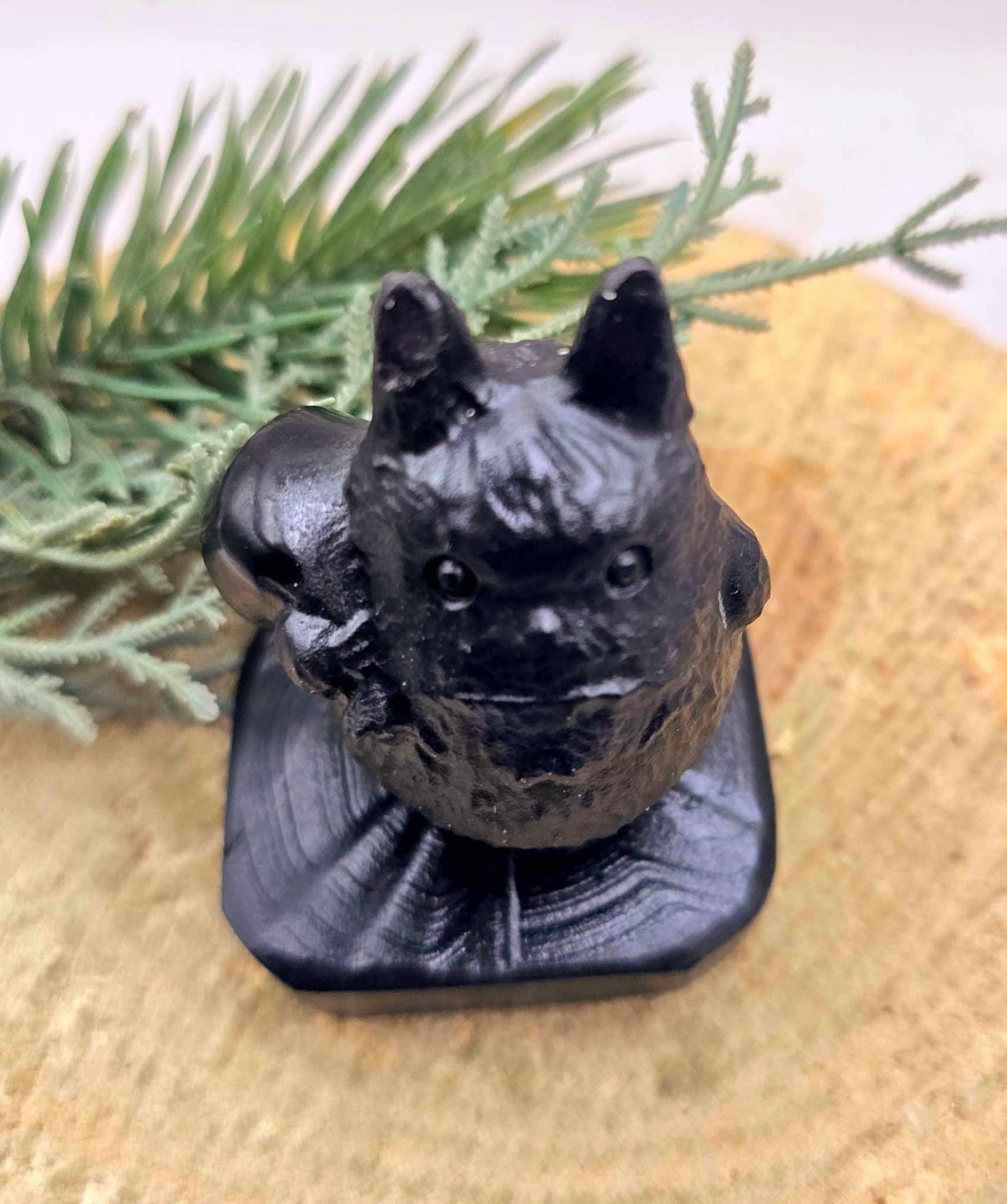Nature Obsidian Hand Carved Totoro Decor Figure