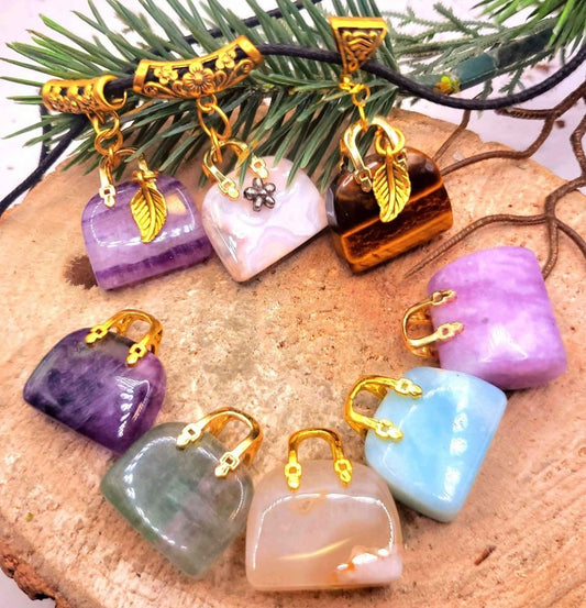 Beautiful Nature Crystal Stone Handbag Pendant Necklace