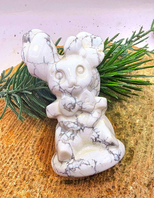 Adorable Nature Howlite Hand Carved Forest Spirit Decor Figure