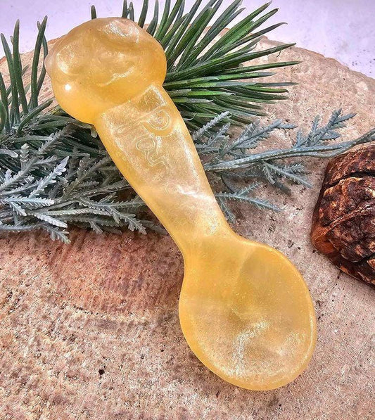 Nature Yellow Quartz Hand Carved Panda 3.2" Spoon.