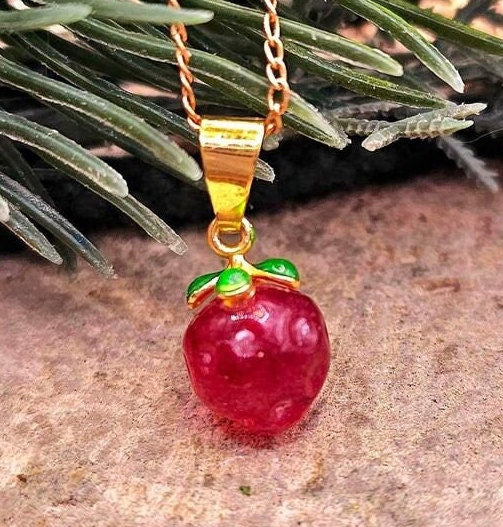 Cute Collection Of Nature Crystal Carved Mini Fruits Pendant Necklaces
