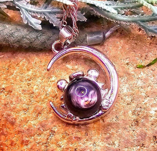 Nature Cat Eye Flash Silver Obsidian Tiger King Pendant Necklace