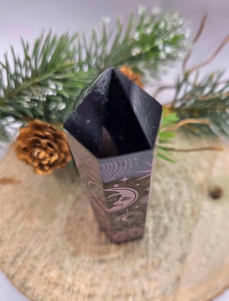 Nature Obsidian 4” Wand With Tarot Card Holder