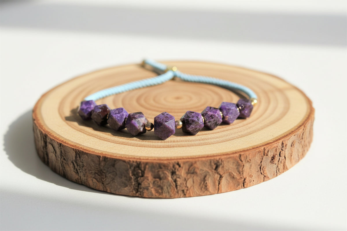 Sugilite bead bracelet close-up — My Aura Gemstones