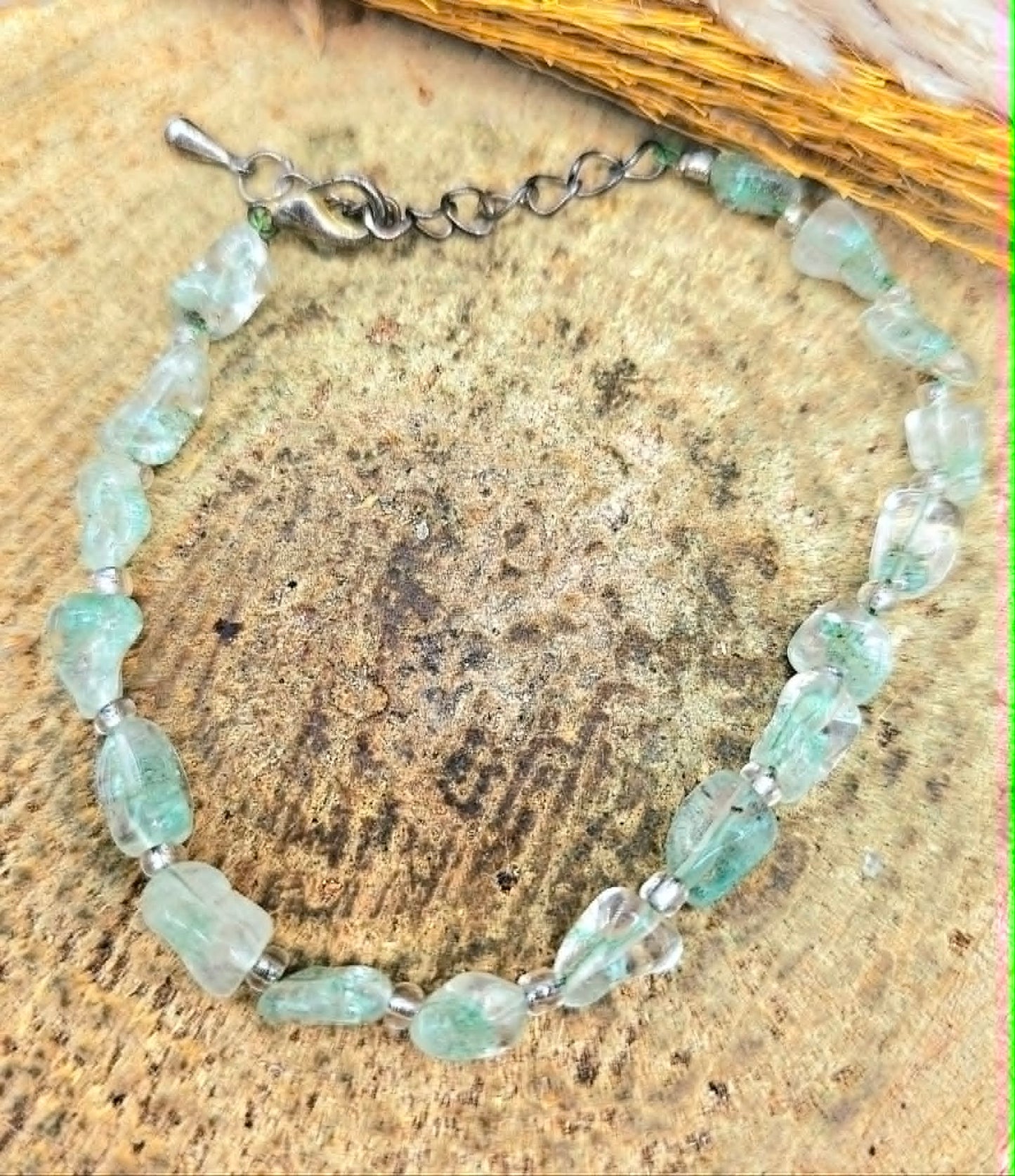 Natural Green Garden Quartz Nugget Bracelet – Moss Quartz Crystal Jewelry, Healing Stone Gift