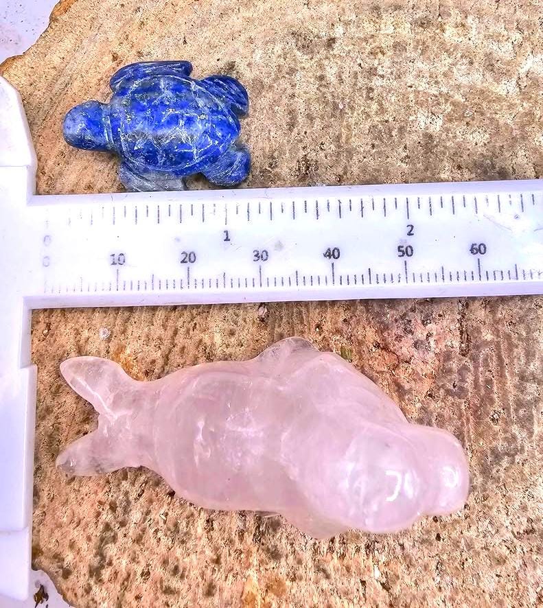 Nature Crystal Stone Carved Sea Seal & Turtle Figures