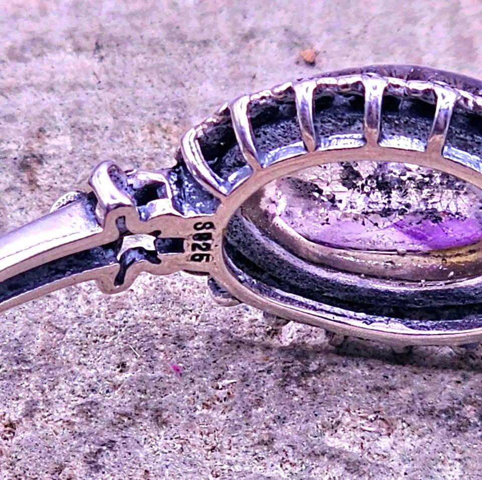 Nature Black Super Seven Crystal Sterling Silver S925 Bangle