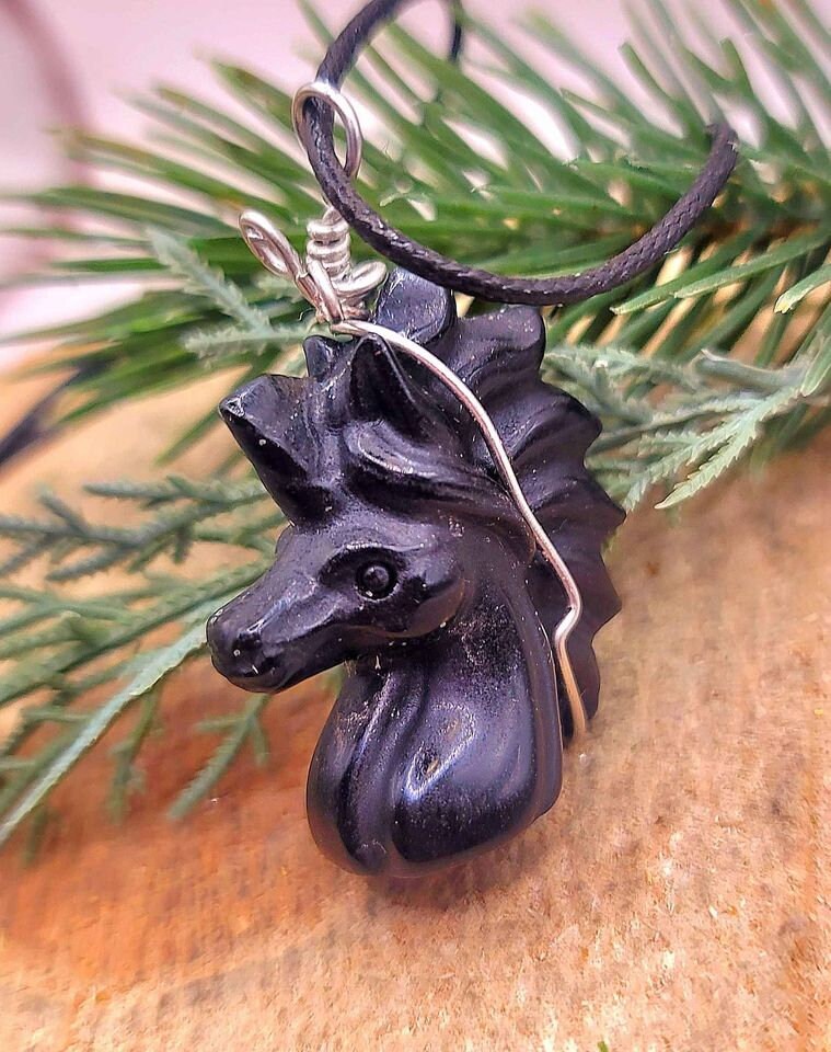 Selection Of Nature Stone Hand Carved Unicorn Pendant Necklace
