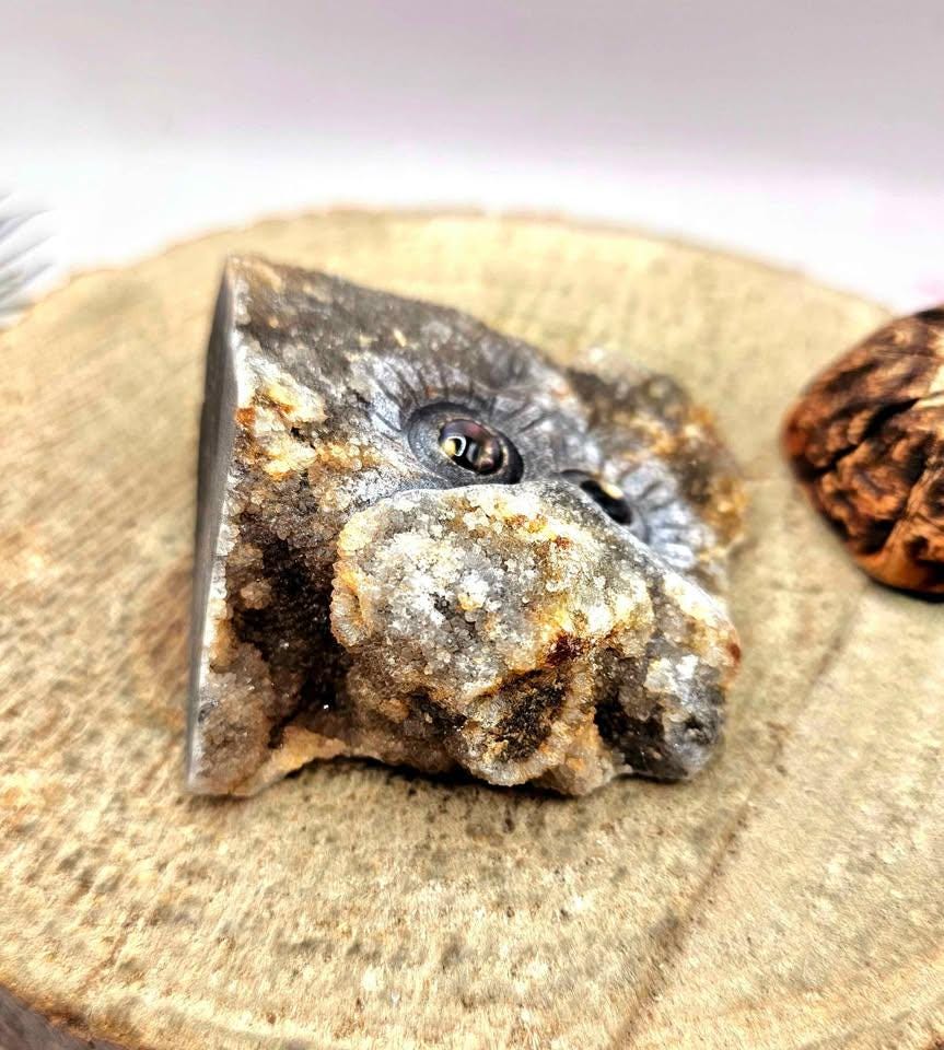 Nature Crystal Cluster Hand Carved Owl Decor Figure