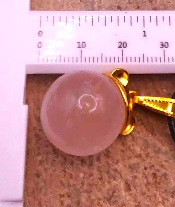 Cute Nature Rose Quartz Sphere Gold Bear Head Pendant Necklace