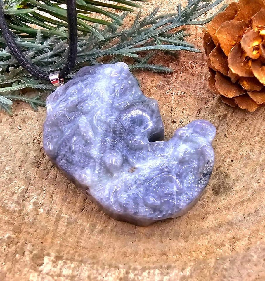 Nature Labradorite Carved Flashy Medusa Big Pendant Necklace